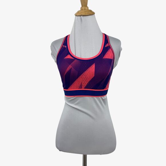 Adidas Sports Bra Womens S Small Pink Royal Don't Rest Alphaskin Graphic Padded - Picture 1 of 12
